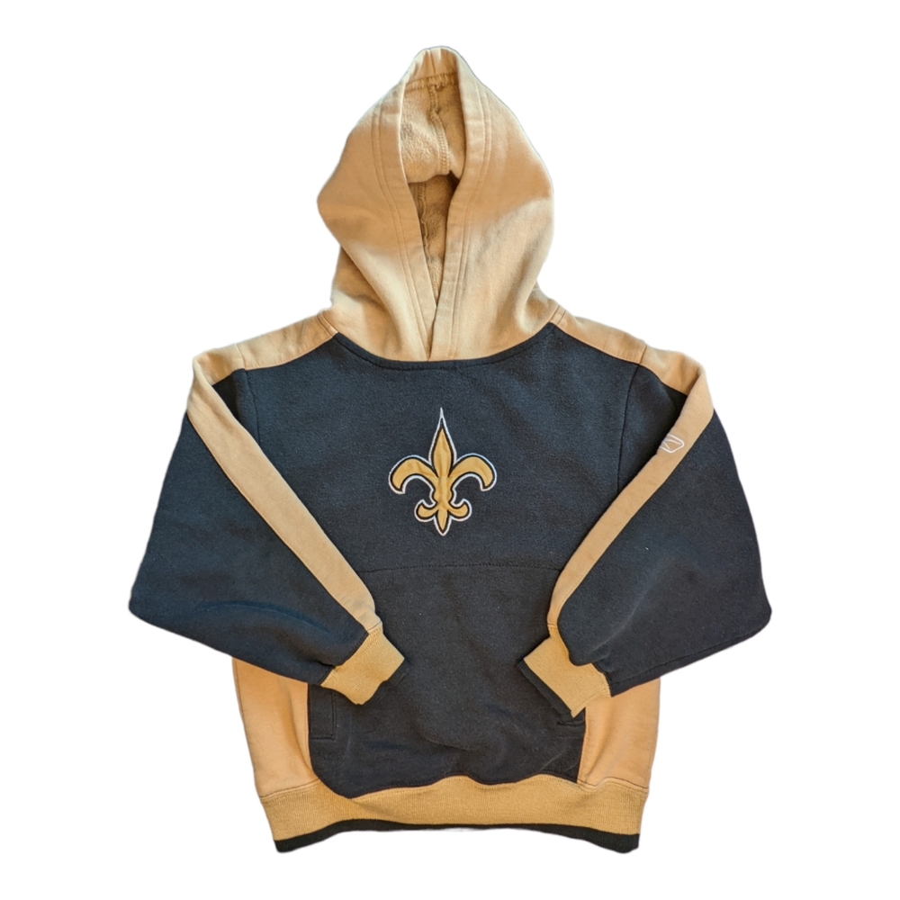 NFL Reebok New Orleans Saints Hoodie Kids Youth Medium 5/6 Black Gold Gameday